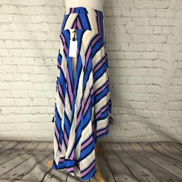 Astr Striped Midi Uneven Hem Skirt Size M - Picture 3 of 11
